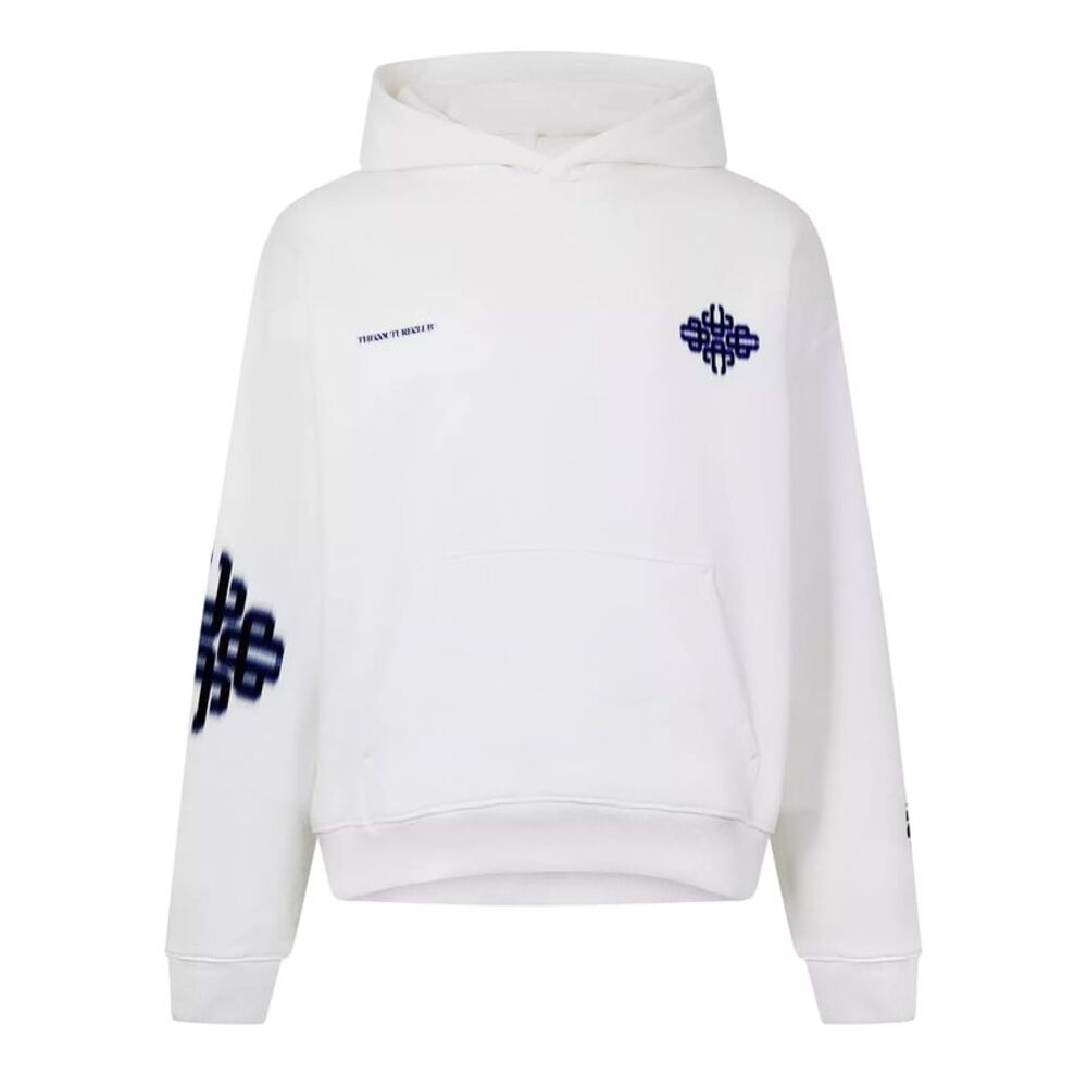 Couture Club Mens Blurred Pullover Hoodie / White/Navy